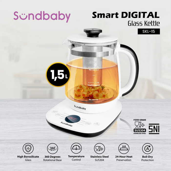 Bolde Smart Digital Glass Kettle - Hitam